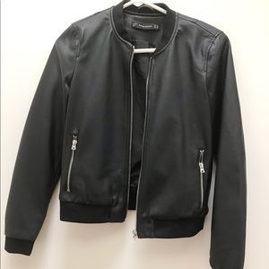 Zara faux leather bomber jacket